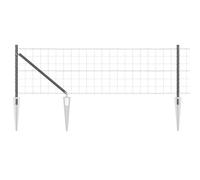 GHVBNMF Clôture Euro avec poteaux - Kit complet - Gris - 0,8 x 25 m - En | Clôture métallique solide pour jardin et terrasse - Grillage en acier gris avec poteaux pour délimiter les terrains flexibles
