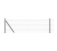 GHVBNMF Clôture grillagée grise 0,6 x 10 m Euroclôture kit complet acier | Clôture de jardin solide en acier et PVC pour terrasses, terrasses et parterres. Montage flexible avec poteaux et fil de
