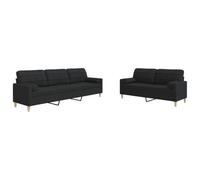 GHVBNMF Ensemble de canapé 2 pièces avec coussins décoratifs 2 et 3 places | Ensemble de meubles de salon en polyester avec structure en métal, rembourrage en mousse épaisse et 4 coussins cylindriques.