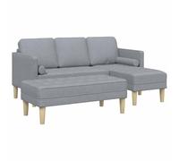 GHVBNMF Ensemble de canapé modulaire en forme de L avec tabouret, gris | Canapé d'angle flexible pour salon : housse respirante, cadre en bois solide et peut supporter jusqu'à 550 kg.