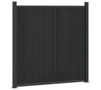 GHVBNMF Ensemble de clôture WPC avec 2 poteaux - Noir - 180 x 186 cm | Brise-vue élégant pour jardin et terrasse : le panneau WPC avec poteaux en aluminium offre une intimité extérieure.