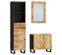 GHVBNMF Ensemble de meubles de salle de bain 3 pièces en bois massif de | Les meubles de salle de bain robustes en bois de manguier véritable et pieds en fer créent de l'ordre et une atmosphère