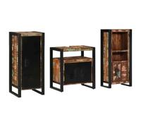 GHVBNMF Ensemble de meubles de salle de bain 3 pièces en bois vieilli | Combinaison compacte de meuble bas, armoire haute et élément mural pour un rangement ordonné dans la salle de bain.