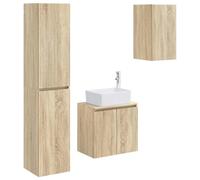 GHVBNMF Ensemble de meubles de salle de bain 3 pièces en chêne Sonoma | Le montage mural pratique crée un espace libre au sol dans la salle de bain. Les charnières de porte flexibles et les trous