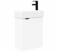 GHVBNMF Ensemble de meubles de salle de bain avec robinet de lavabo Blanc | Armoire de salle de bain peu encombrante pour toilettes d'invités et petites salles de bain. Comprend une cuve en céramique