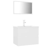 GHVBNMF Ensemble de meubles de salle de bain blanc 3 pièces avec lavabo | Combinaison pratique pour salle de bain et WC d'invités avec tiroir intégré, lavabo en céramique, robinet et miroir mural.