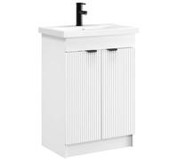 GHVBNMF Ensemble de meubles de salle de bain blanc 56 x 37,5 x 81 cm avec | Combinaison de lavabo compacte pour salle de bain et WC d'invités avec cuve intégrée, robinet et espace de rangement pratique