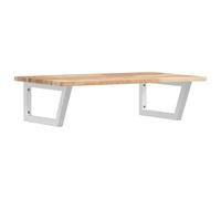 GHVBNMF Étagère murale pour lavabo en bois d'acacia 100 x 50 cm | Le bois d'acacia massif rencontre un support en acier blanc. Support de lavabo peu encombrant pour salle de bain et WC