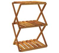 GHVBNMF Étagère pliante en bois d'acacia massif à 3 étages Marron 43 x 31 x | Étagère en bois polyvalente pour balcon, cuisine et salle de bain. Pliable pour économiser de l'espace avec 3 niveaux et