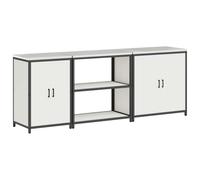 GHVBNMF Hattem Lot de 3 armoires de cuisine en acier blanc | Combinaison stable en acier laminé à froid pour salle à manger et garde-manger avec 4 portes et 6 étagères de rangement.