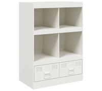 GHVBNMF Highboard Blanc 67 x 39 x 95 cm Commode en acier laminé à froid | Buffet robuste en acier avec 2 tiroirs et 4 compartiments pour garder de l'ordre dans la chambre, le couloir ou le bureau.