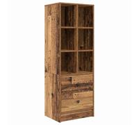 GHVBNMF Highboard Commode en bois vieilli 45,5 x 34 x 127 cm avec 2 tiroirs | Table haute fine en bois aspect bois vieilli avec compartiments et tiroirs pour couloir, salon et salle à manger.
