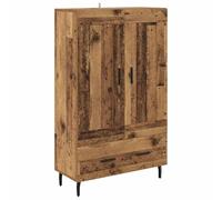 GHVBNMF Highboard Commode en bois vieilli avec tiroir 69,5 x 31 x 115 cm | Armoire polyvalente pour salon et couloir avec 2 portes, construction en bois robuste et pieds en métal modernes.