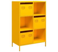 GHVBNMF Highboard Commode en métal Jaune moutarde 68 x 39 x 103,5 cm | Armoire robuste multi-usages en acier avec 3 tiroirs et 3 compartiments pour salon, chambre à coucher ou bureau.
