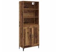 GHVBNMF Highboard Lot de 2 meubles hauts aspect bois vieilli 69,5 x 34 x | Armoire 2 pièces avec étagères réglables et pieds en fer robustes pour un rangement dans le salon et la salle à manger.