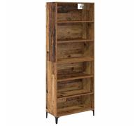 GHVBNMF Highboard Lot de 2 meubles hauts en bois vieilli 69,5 x 34 x 180 cm | Armoire haute en deux pièces avec étagères réglables et pieds en métal pour salon et salle à manger.