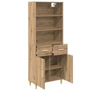 GHVBNMF Highboard Lot de 2 meubles hauts en chêne Artisan 69,5 x 34 x 180 | Ensemble polyvalent de 2 pièces composé d'un buffet et d'une armoire suspendue pour salle à manger ou salon avec structure de