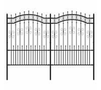 GHVBNMF Kampen Clôture de jardin en métal Noir 240 x 150 cm | Ensemble de clôture élégant en acier revêtu par pulvérisation pour jardin, terrain et jardin avant avec dessus en arc.