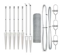GHVBNMF Kit de clôture de jardin argenté 1000 x 80 cm avec 7 piquets en | Bordure de parterre en acier robuste pour jardin et terrasse, montage facile avec poteaux à pointes pour une délimitation