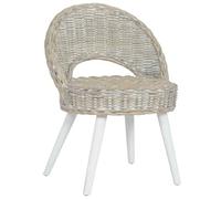 GHVBNMF Kubu Chaise de salle à manger en rotin avec pieds en bois Blanc | Chaise en osier confortable pour chambre à coucher et salle à manger. Les pieds robustes en bois véritable offrent une grande