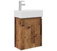 GHVBNMF Lavabo avec meuble bas et robinet 45,5 cm Bois vieilli | Armoire suspendue peu encombrante pour les petites salles de bains et les salles de bains d'invités, avec cuve en céramique
