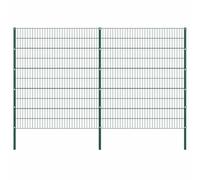 GHVBNMF Lot de 10 éléments de clôture de jardin, 3 poteaux en fer, vert | Grille métallique solide pour terrasse et terrasse. Clôture extérieure modulaire extensible pour une clôture claire sur les