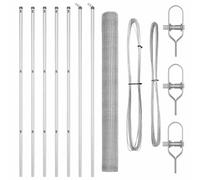 GHVBNMF Lot de 14 poteaux de clôture en acier argenté 160 cm | Poteau de balustrade en acier robuste pour jardin, terrasse et cour, design résistant aux intempéries pour une aménagement