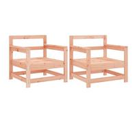 GHVBNMF Lot de 2 chaises de jardin en bois massif Douglas pour terrasse | Ensemble de fauteuils robustes en bois non traité avec sommier à lattes et accoudoirs pour des heures de détente en plein air