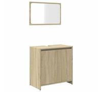 GHVBNMF Lot de 2 meubles de salle de bain avec miroir Chêne Sonoma 60 cm | Combinaison de salle de bain élégante aspect bois chaud pour la salle de bain, composée d'un meuble sous lavabo et d'un