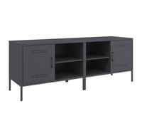 GHVBNMF Lot de 2 meubles TV bas en métal anthracite 68 x 39 x 50,5 cm | Table TV industrielle Duo en acier avec compartiment de porte et étagères pour chambre et salon.