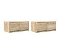 GHVBNMF Lot de 2 meubles TV bas suspendus en chêne Sonoma 60 x 31 x 25,5 cm | Armoire murale Duo pour salon avec 2 tiroirs pour magazines et récepteur. Maximise l'espace au sol de la pièce.