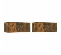 GHVBNMF Lot de 2 meubles TV - Montage mural - Chêne fumé - 80 x 30 x 30 cm | Duo de planches suspendues flottantes dans le salon moderne crée de l'ordre près du sol et offre un espace de rangement