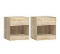 GHVBNMF Lot de 2 tables de chevet avec tiroir couleur chêne 36,5 x 30,5 x | Ensemble de table de chevet compacte pour chambre à coucher et salon avec tiroir lisse et compartiment de rangement inférieur