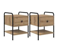 GHVBNMF Lot de 2 tables de chevet avec tiroir en chêne Artisan | Table d'appoint stable dans la chambre à coucher avec cadre en métal, étagère inférieure et protection du sol pratique contre