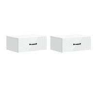 GHVBNMF Lot de 2 tables de chevet murales blanches 49 x 34,5 x 20 cm | Armoire suspendue peu encombrante avec 2 tiroirs pour votre chambre à coucher, idéale comme étagère moderne à côté du lit.
