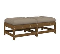 GHVBNMF Lot de 2 tabourets de jardin en bois massif avec coussins marron | Pouf modulaire en bois avec coussin d'assise épais - Taupe - Pour balcon, terrasse, salon et jardin - 62 x 62 x 32 cm