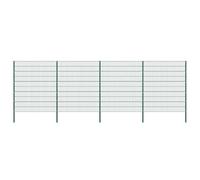 GHVBNMF Lot de 20 panneaux de clôture de jardin avec 5 poteaux en fer vert | Kit de délimitation en métal robuste pour jardin et terrasse, comprend 20 éléments et 5 poteaux de fixation robustes.