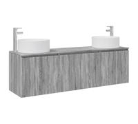 GHVBNMF Lot de 3 armoires de salle de bain murales Gris Sonoma | Ensemble de meubles de salle de bain flexibles en bois avec armoires suspendues et lavabo flexible pour toilettes d'invités