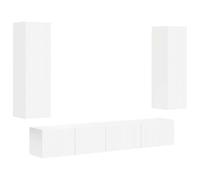 GHVBNMF Lot de 3 meubles TV - Montage mural - Blanc | Système de planche suspendue flexible en bois pour salon et chambre à coucher avec 5 portes et utilisation intelligente du
