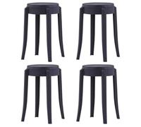 GHVBNMF Lot de 4 tabourets empilables en plastique noir pour l'extérieur | Tabouret de bistro résistant aux intempéries en plastique PP robuste. Empilable pour économiser de l'espace pour balcon