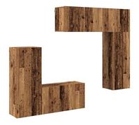 GHVBNMF Lot de 5 meubles muraux pour TV - Montage mural - Aspect bois | Ensemble d'étagères suspendues peu encombrantes pour le salon et la chambre à coucher, 8 portes battantes offrent un grand