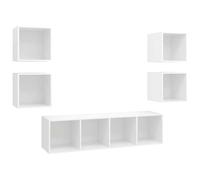 GHVBNMF Lot de 5 meubles TV muraux en bois blanc | Ensemble de 5 meubles bas suspendus en blanc pour le salon et la chambre à coucher, offre beaucoup d'espace et un design