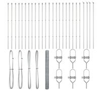 GHVBNMF Lot de 53 poteaux de clôture avec clôture en acier argenté | Poteaux de clôture robustes en acier pour jardin et terrasse, système de balustrade coupe-vent pour un aménagement sûr des