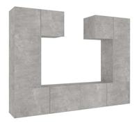 GHVBNMF Lot de 6 meubles TV en bois gris béton | Le montage mural flexible crée un espace libre au sol dans le salon, tandis que six modules offrent un ordre structuré.