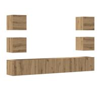 GHVBNMF Lot de 6 meubles TV muraux en chêne Artisan | Merveilleux espace de rangement flottant pour le salon et la chambre : montage flexible des deux côtés pour une maison bien