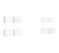 GHVBNMF Lot de 8 armoires murales pour TV HiFi Blanc 30,5 x 30 x 30 cm | Ensemble de 8 meubles bas flexibles en bois pour salon et chambre à coucher avec charnière de porte interchangeable.