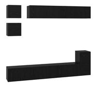 GHVBNMF Lot de 8 meubles TV muraux aspect chêne noir | Ensemble de 8 meubles bas à suspendre au mur pour le salon ou le home cinéma crée un espace de rangement polyvalent et des