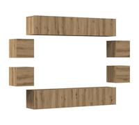 GHVBNMF Lot de 8 meubles TV muraux en chêne Artisan | Ensemble de planches suspendues peu encombrantes pour le salon et la chambre à coucher avec montage flexible sur porte et