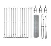 GHVBNMF Lot de poteaux de clôture d'extérieur en métal argenté avec 11 | Éléments en acier durables pour jardin et terrasse, revêtement en poudre résistant aux UV pour des délimitations claires.