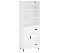 GHVBNMF Meuble haut blanc 69,5 x 34 x 180 cm en bois | Meuble de rangement élégant pour le salon et le couloir avec pieds en fer solides et concept d'espace de rangement en deux